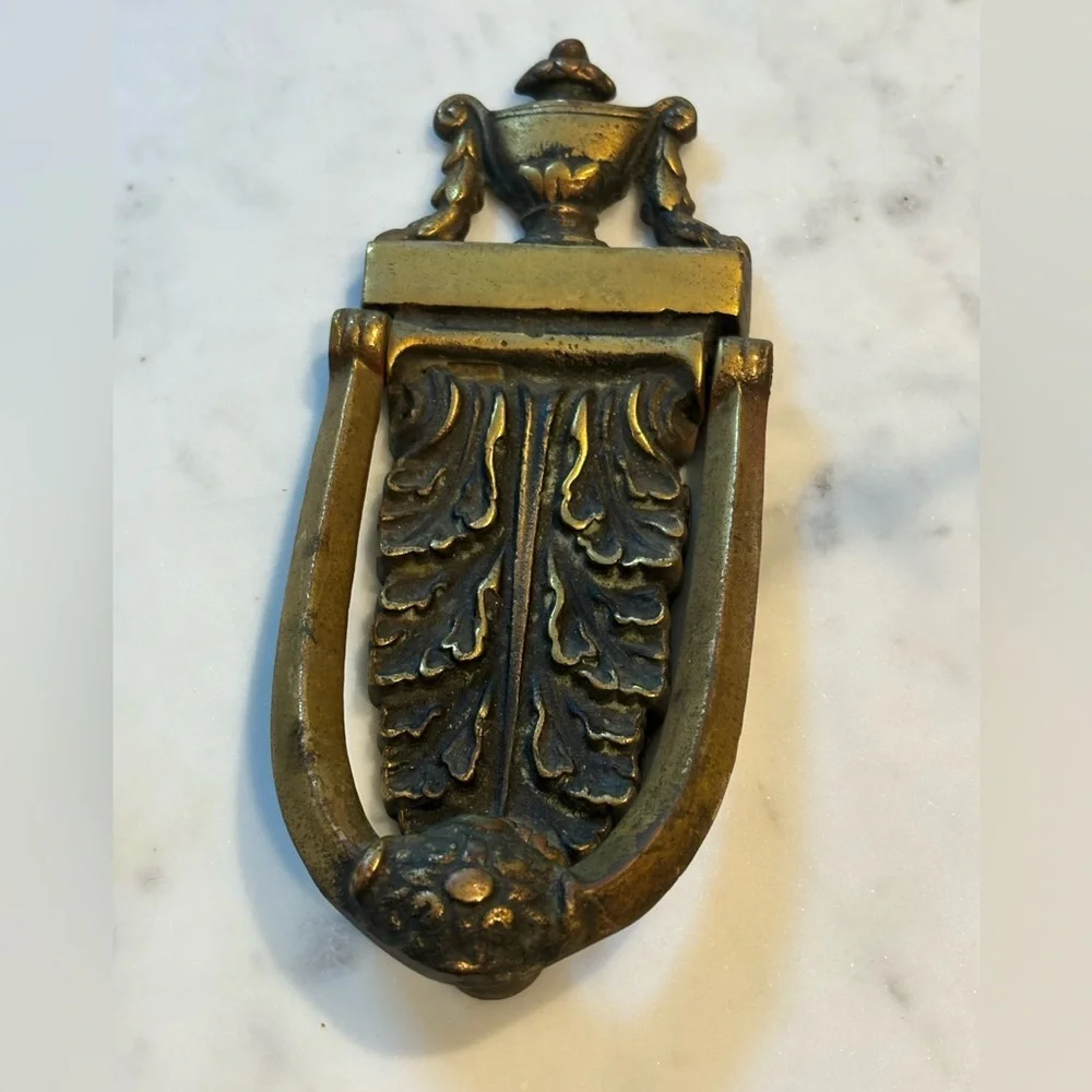 Antique Acanthus Leaf Brass Door Knocker